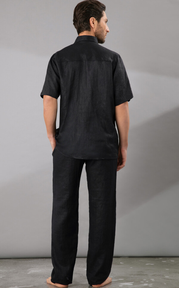 Pijama Americano Masculino com Calça Puro Linho Black