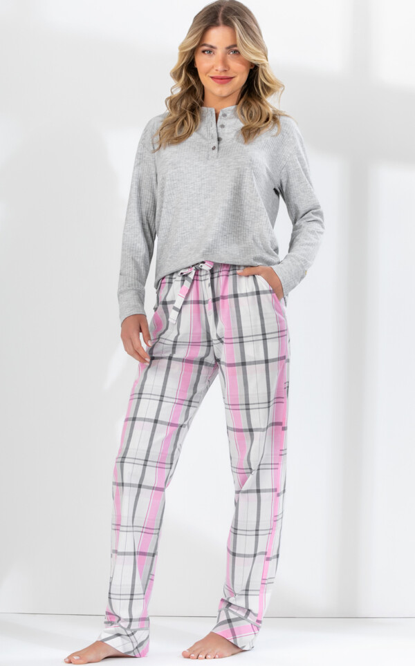Pijama Blusa Peitilho Manga Longa com Calça Matilda