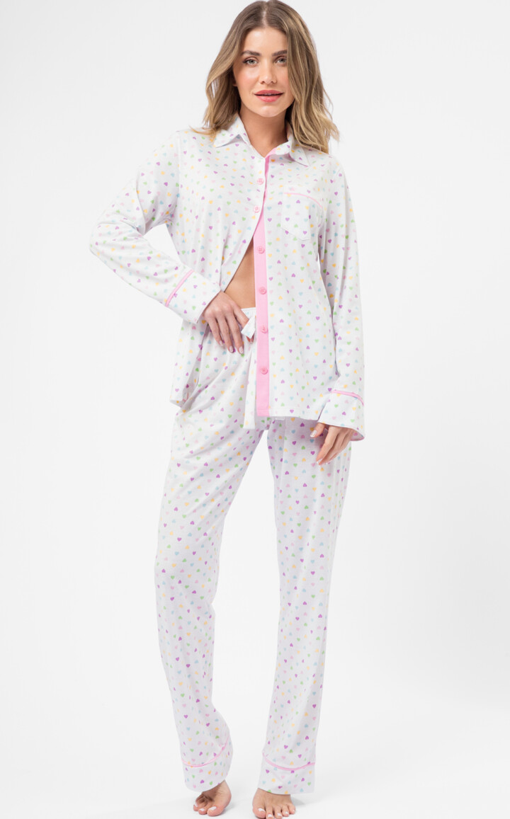 Pijama Americano Manga Longa com Calça Liza