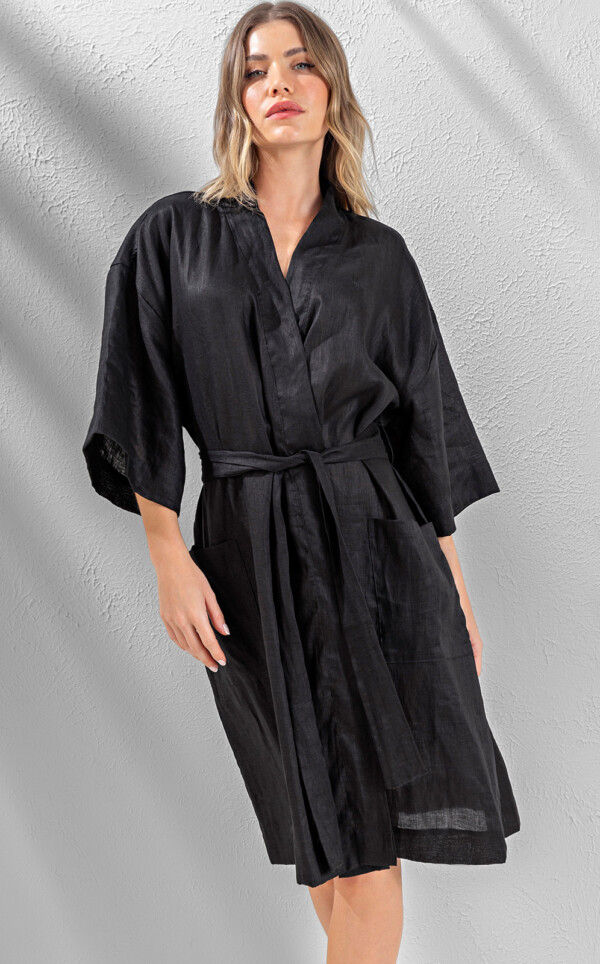 Robe Puro Linho Black