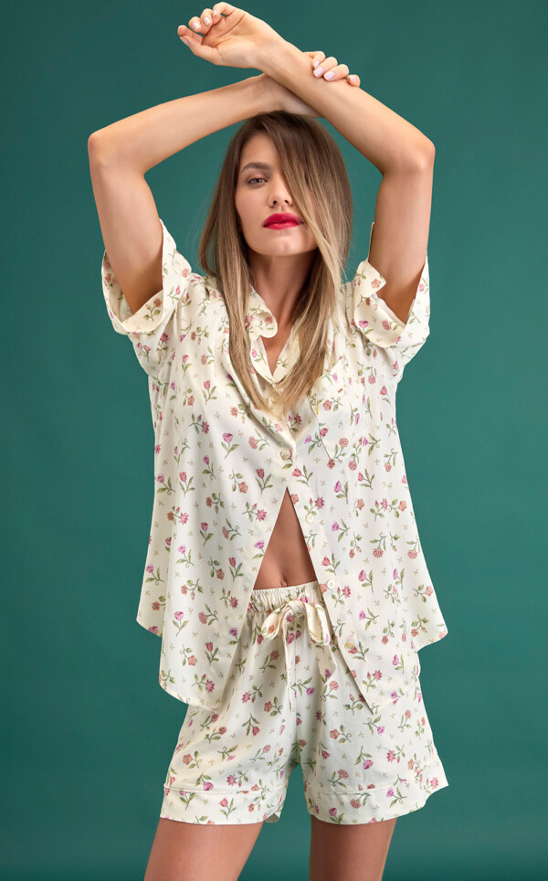 Pijama Americano Manga 3/4 com Shorts Marena