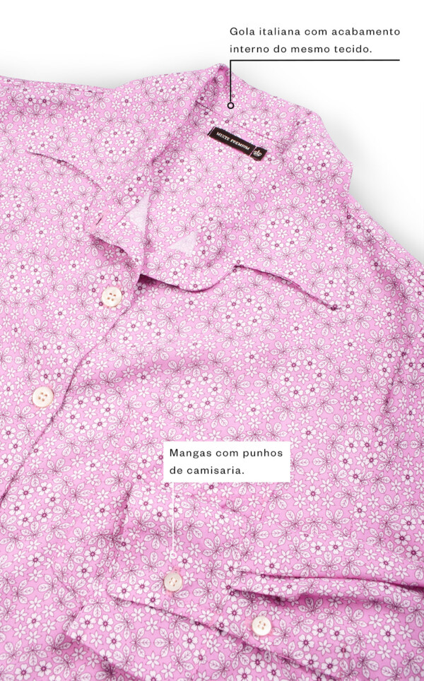 Pijama Americano Manga Longa com Capri Ava