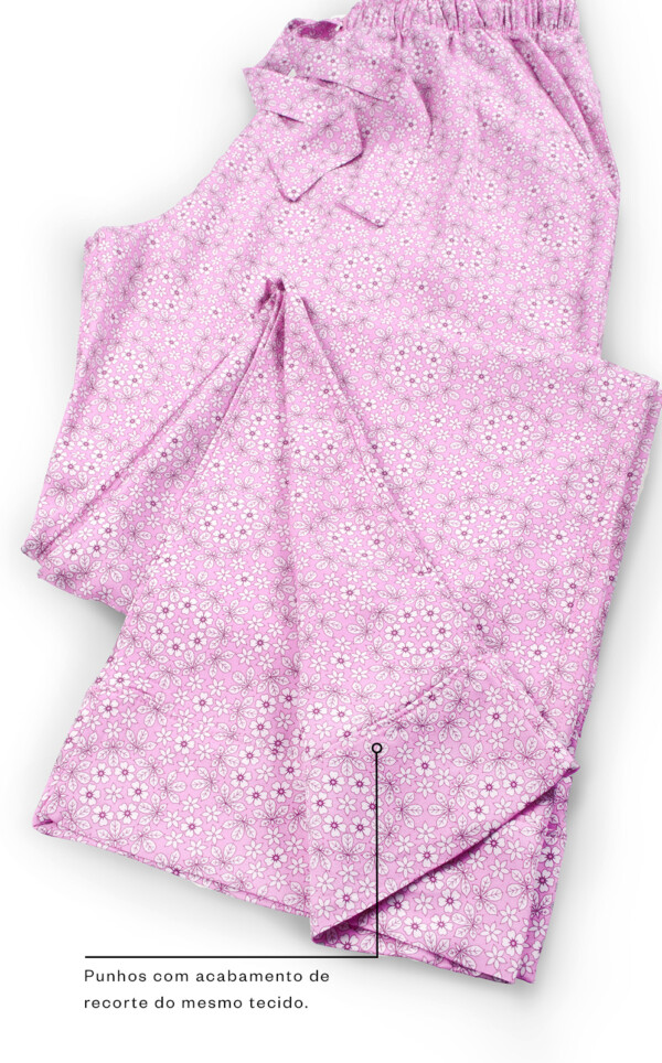 Pijama Americano Manga Longa com Capri Ava