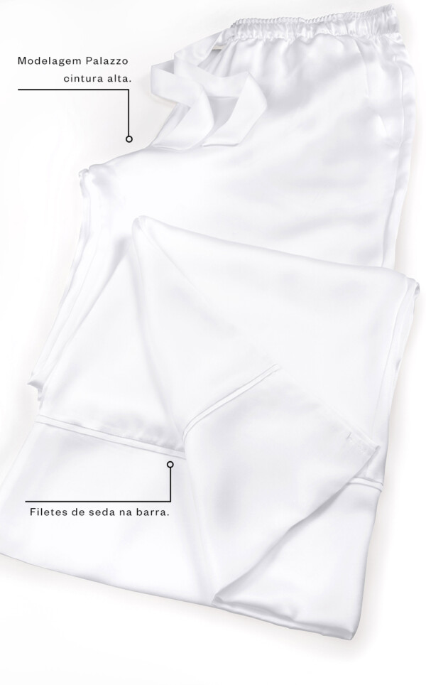 Pijama Americano Manga Longa com Calça Pura Seda Vincenza
