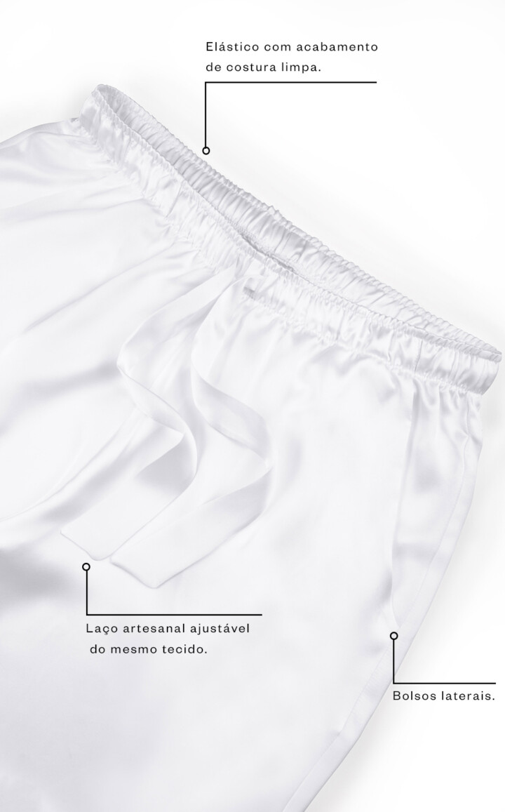 Pijama Americano Manga Longa com Calça Pura Seda Vincenza