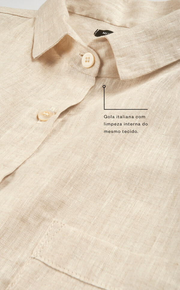 Pijama Americano Manga Curta com Calça Barrel Puro Linho