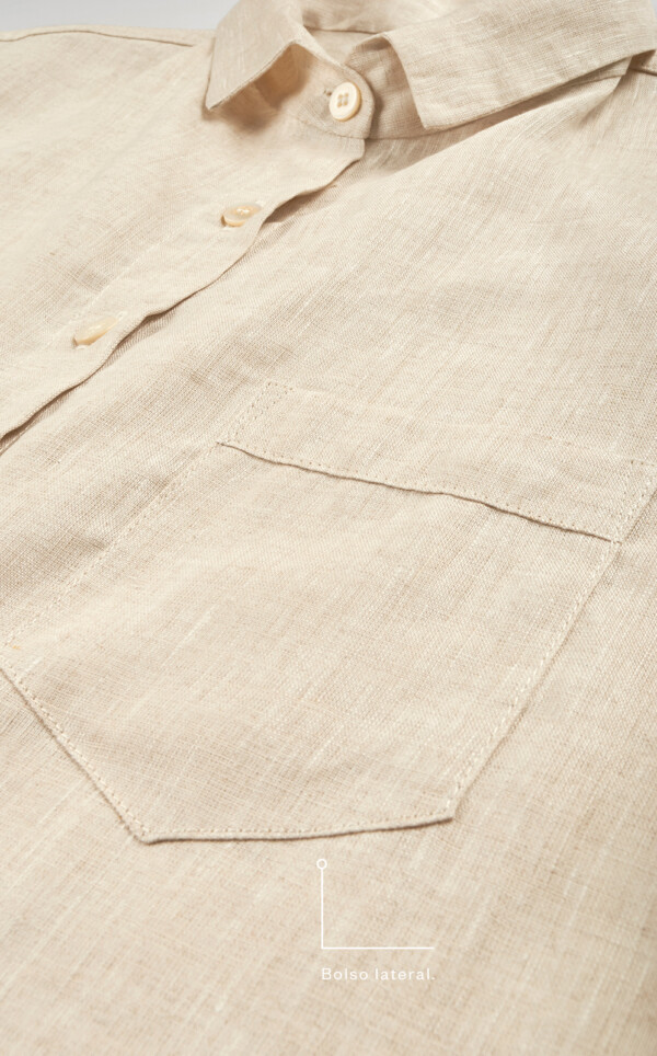 Pijama Americano Manga Curta com Calça Barrel Puro Linho