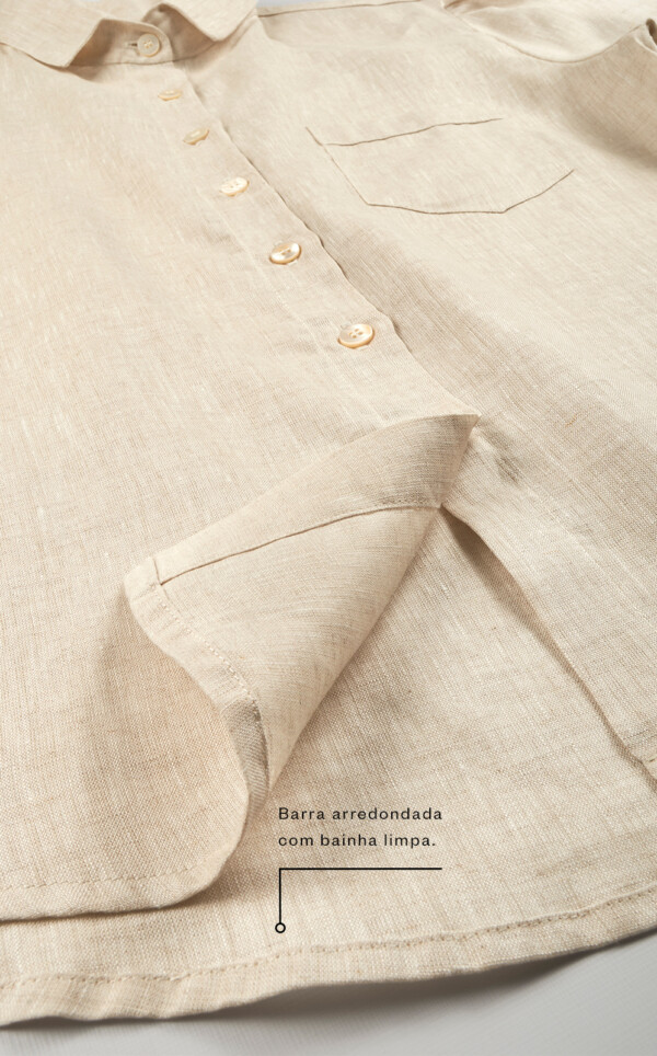 Pijama Americano Manga Curta com Calça Barrel Puro Linho