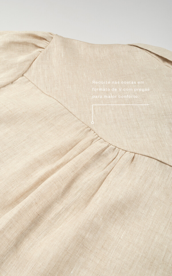 Pijama Americano Manga Curta com Calça Barrel Puro Linho