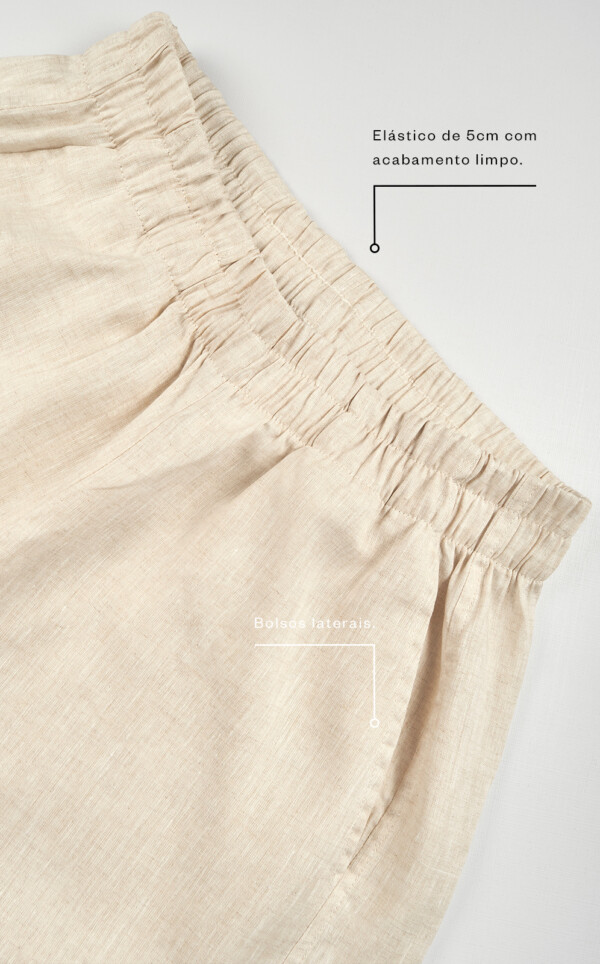Pijama Americano Manga Curta com Calça Barrel Puro Linho