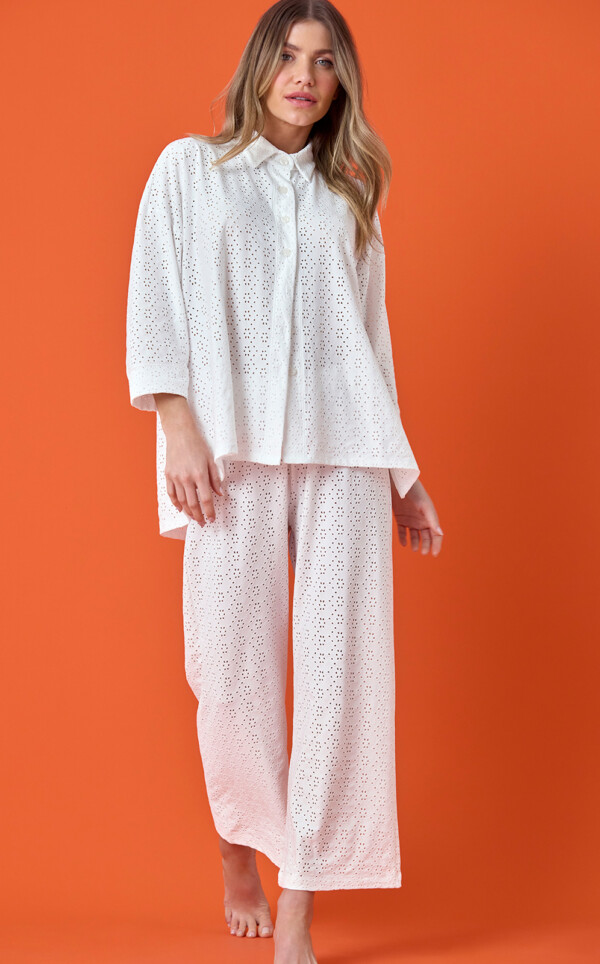 Pijama Americano Manga 3/4 com Calça Brina