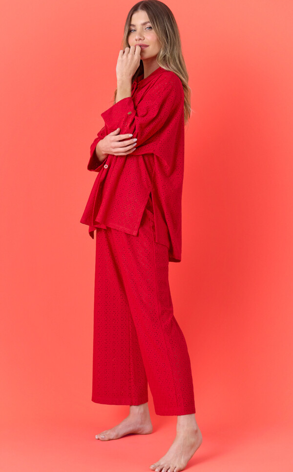 Pijama Americano Manga 3/4 com Calça Brina