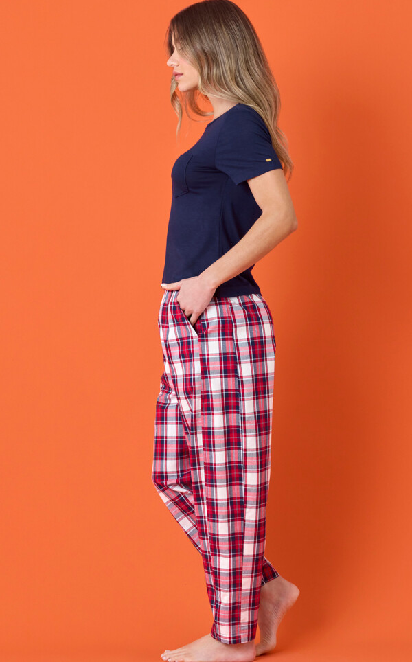 Pijama Blusa Manga Curta com Calça Barrel Aislin