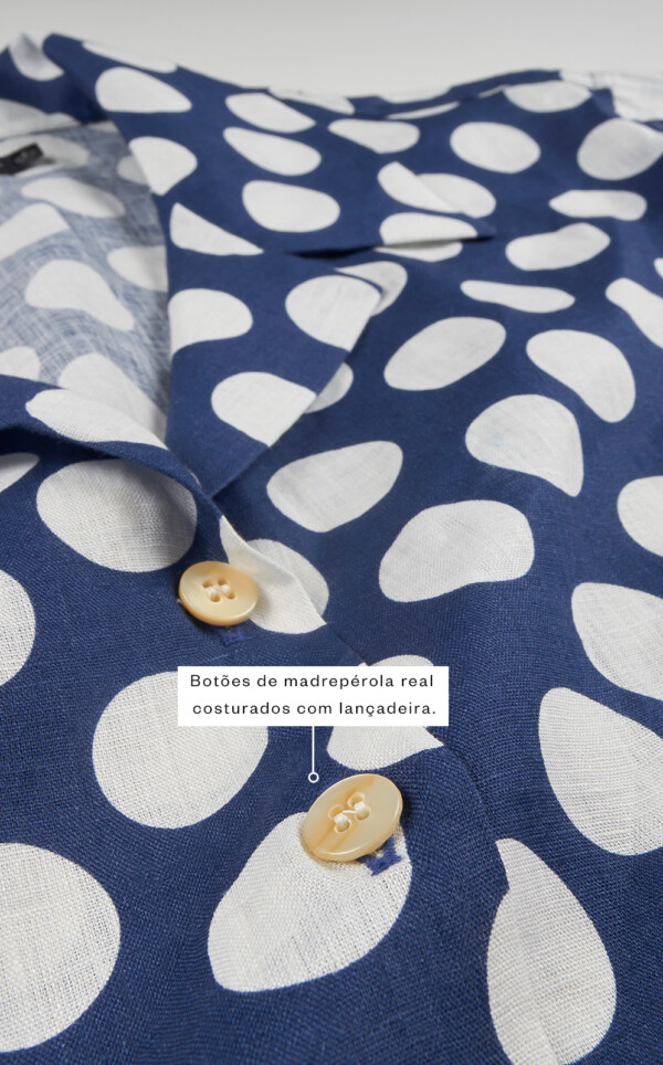 Pijama Americano Manga Curta com Capri Puro Linho Iryna