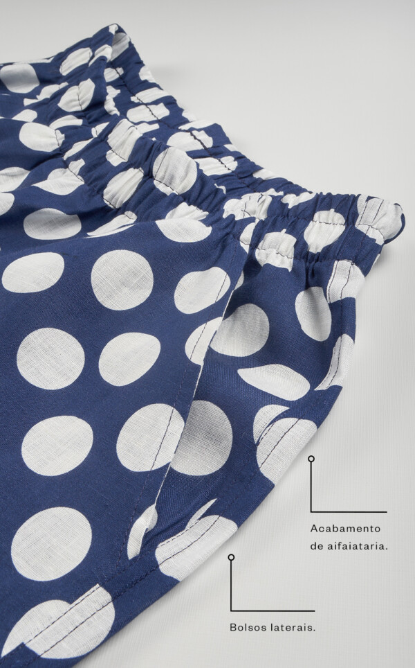 Pijama Americano Manga Curta com Capri Puro Linho Iryna