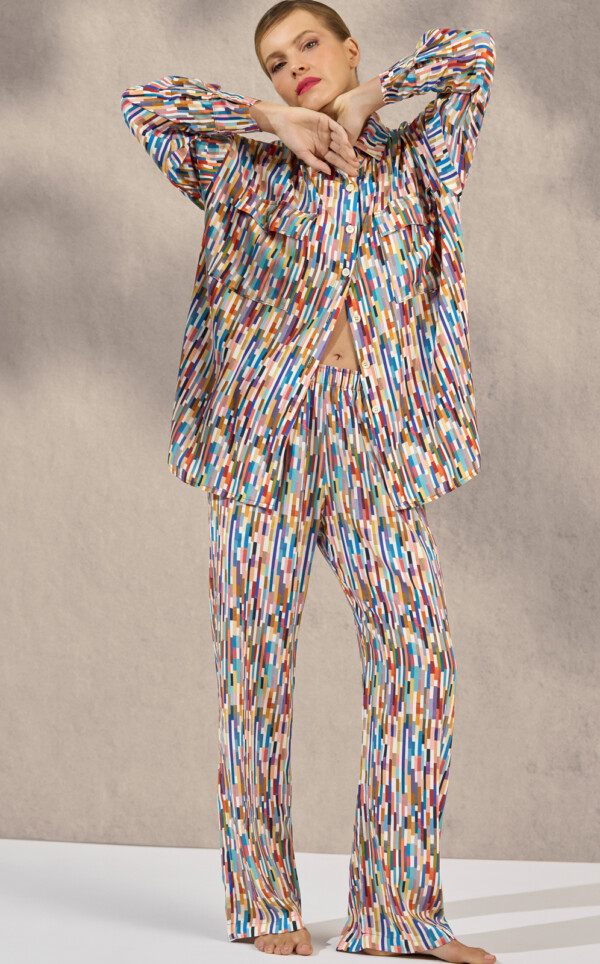 Pijama Americano Manga Longa com Calça Palazzo Yaira