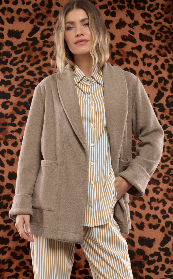 Cardigan Plush Manga Longa Elvira