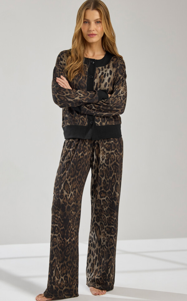 Pijama Cardigan Manga Longa com Calça Gina