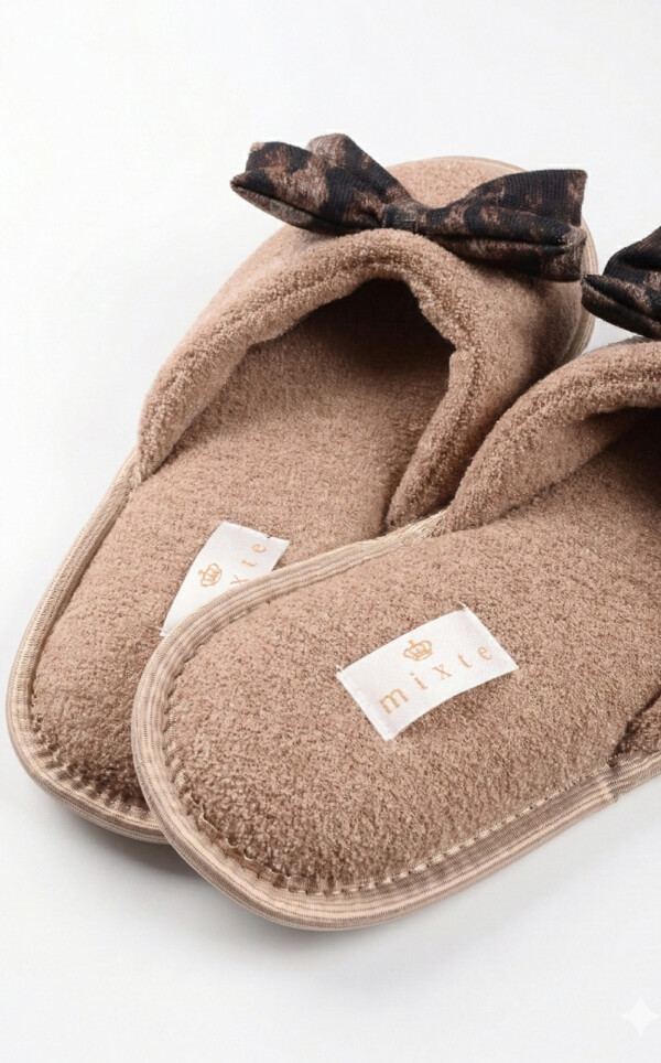 Pantufas Atoalhadas com Laço Gina