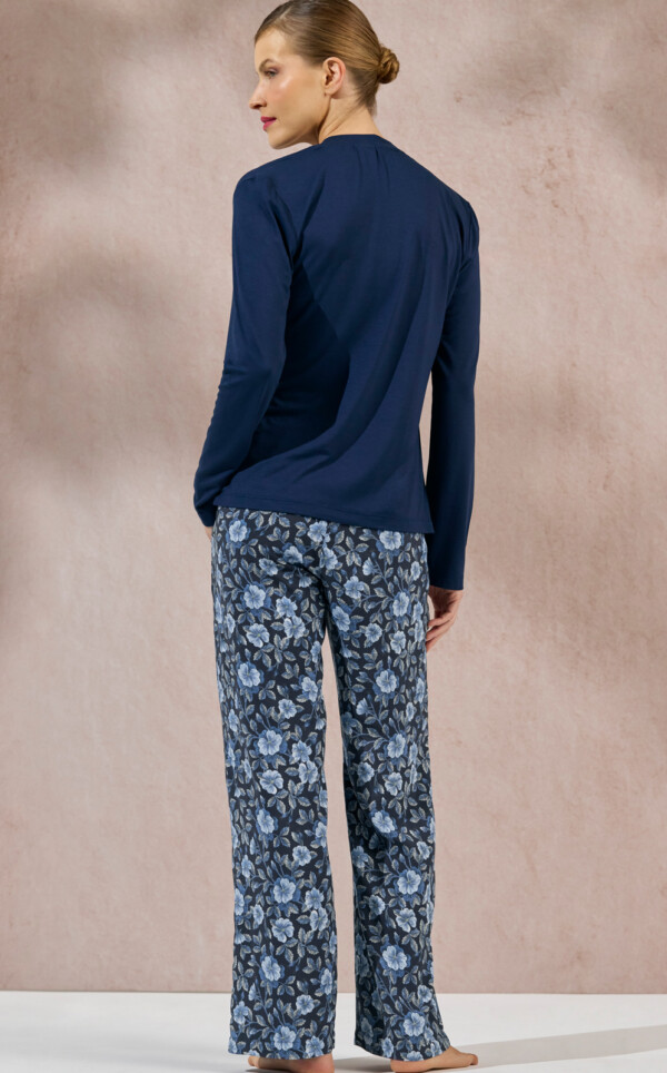 Pijama Blusa Manga Longa com Calça Palazzo Edna