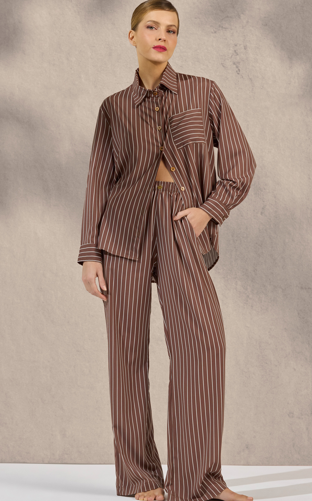 Premium – Pijama Americano Manga Longa com Calça Palazzo Constanza