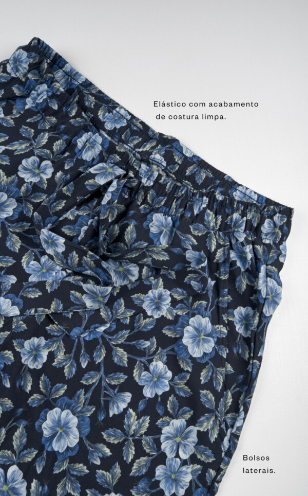 Pijama Blusa Manga Longa com Calça Palazzo Edna